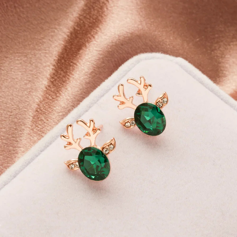 Boucles d'oreilles en cristal en forme de renne festif