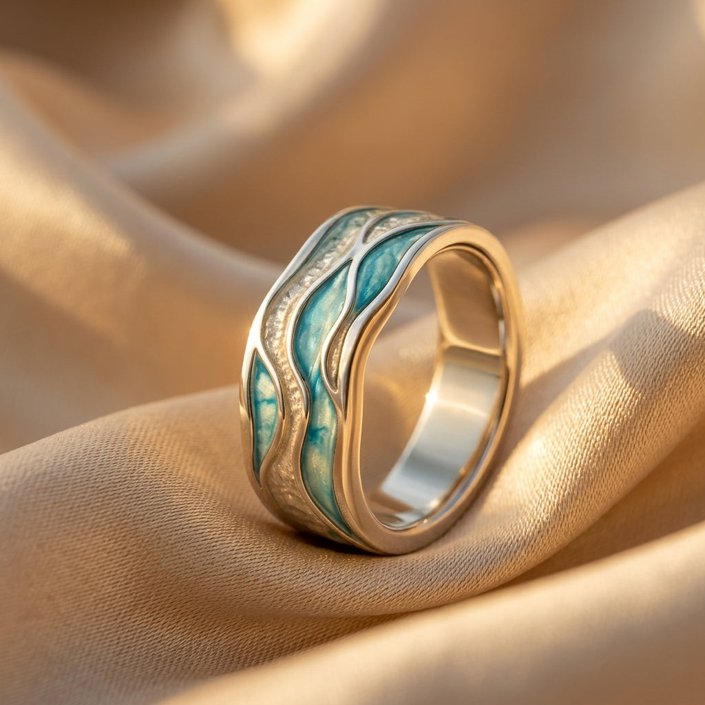 Mireille | Bague Ondulée à Incrustations Décoratives