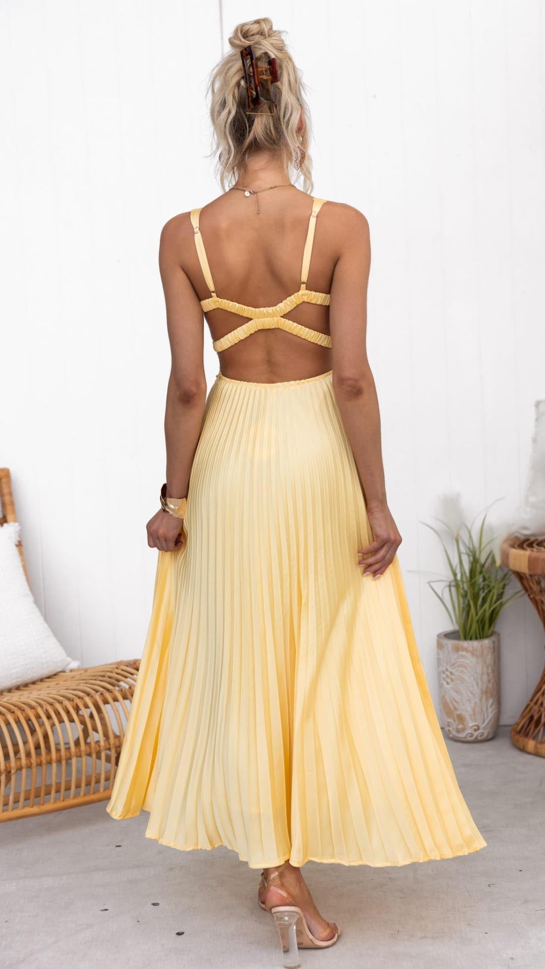 Malka™ | Robe Maxi Plissée à Col V