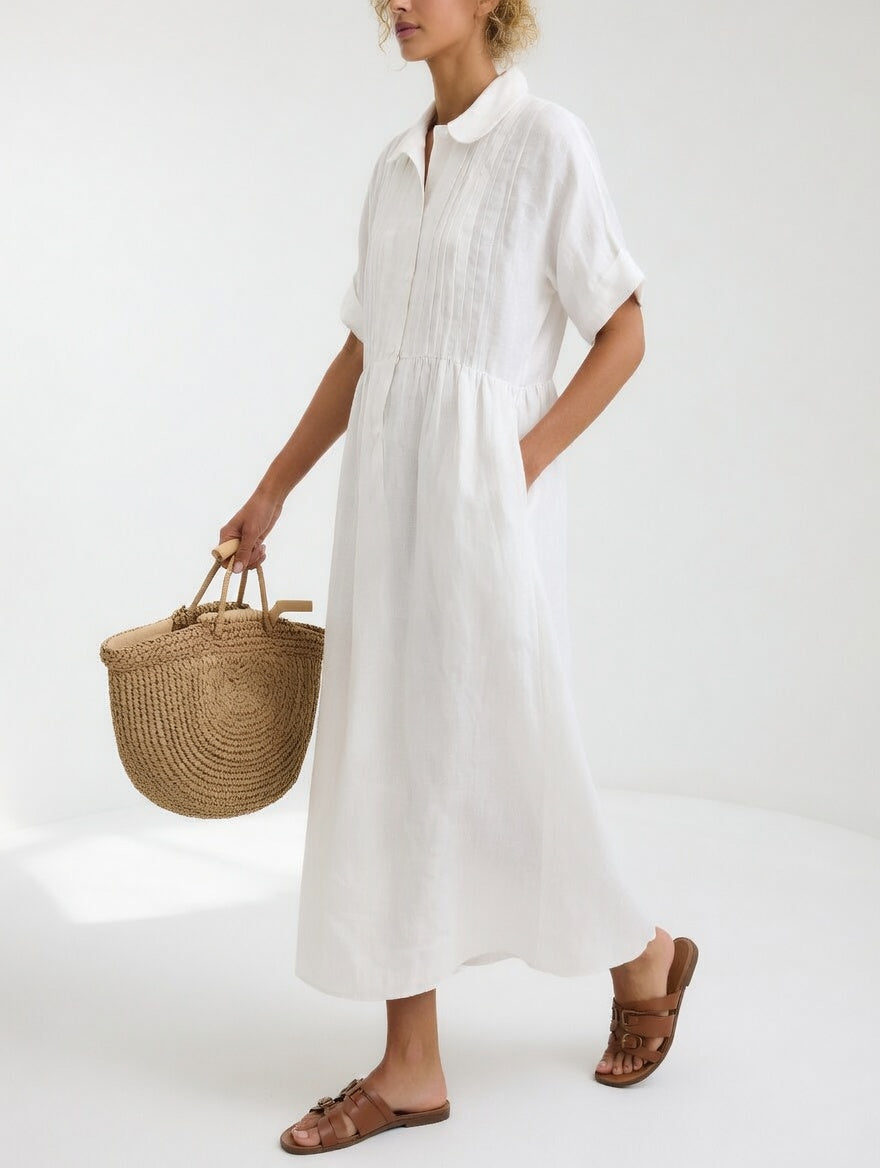 Lysandra | Robe Chemise Fluide à Manches Courtes