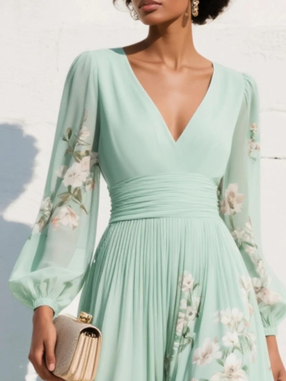 Céleste | Robe Maxi Chiffon Vert Menthe