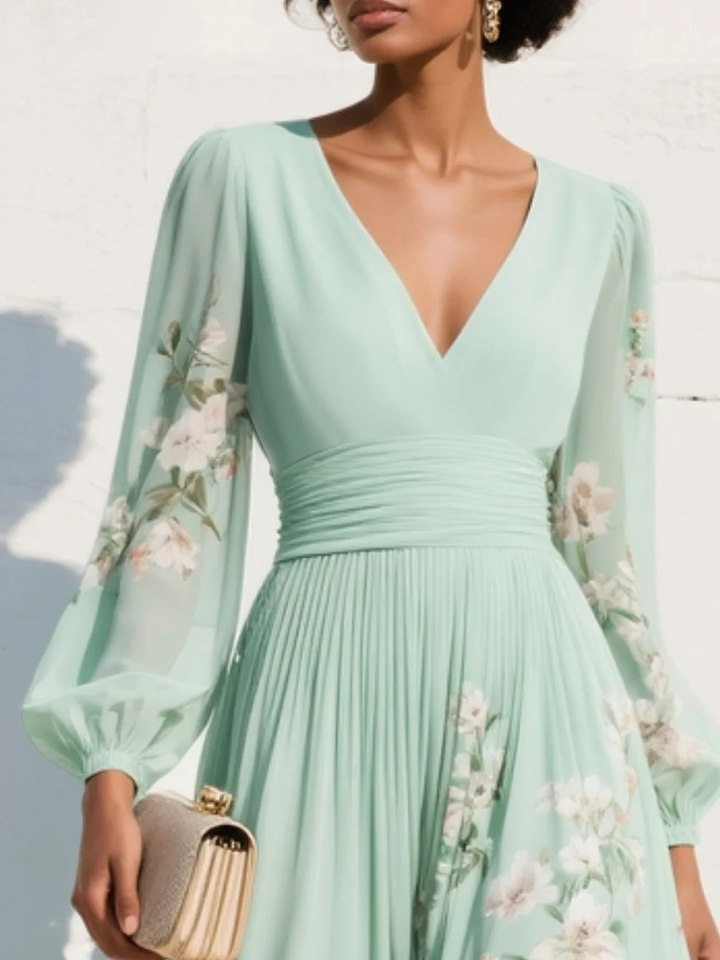 Céleste | Robe Maxi Chiffon Vert Menthe