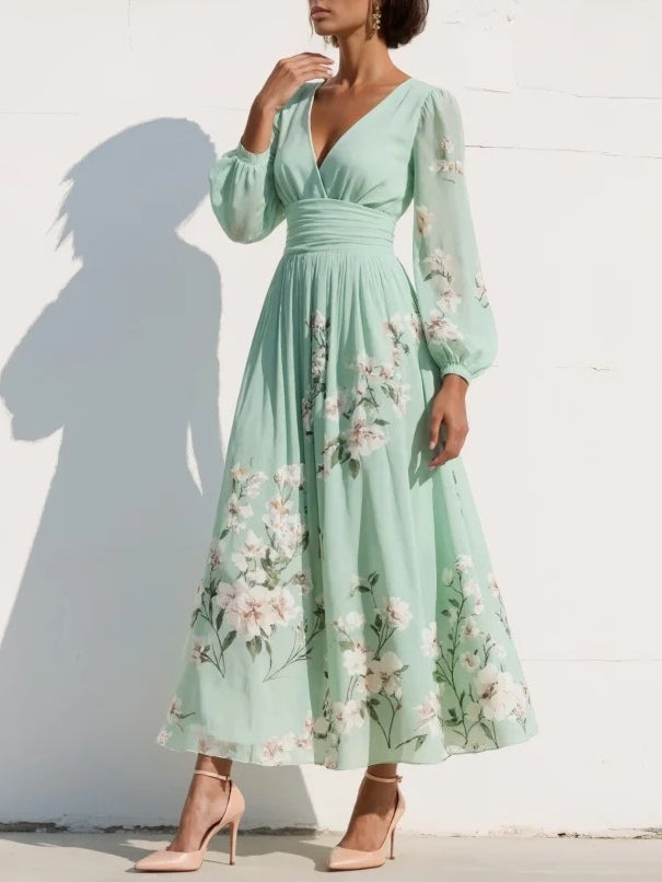 Céleste | Robe Maxi Chiffon Vert Menthe