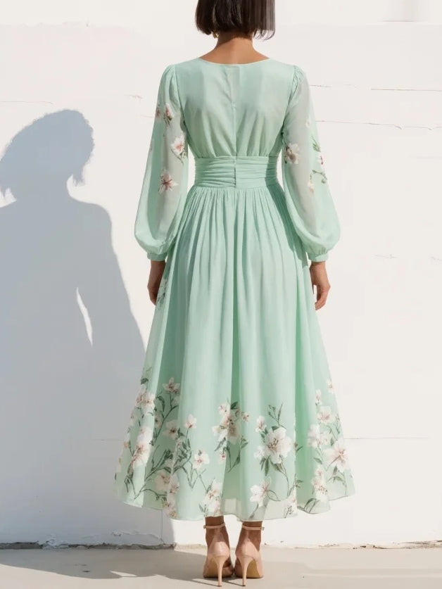 Céleste | Robe Maxi Chiffon Vert Menthe