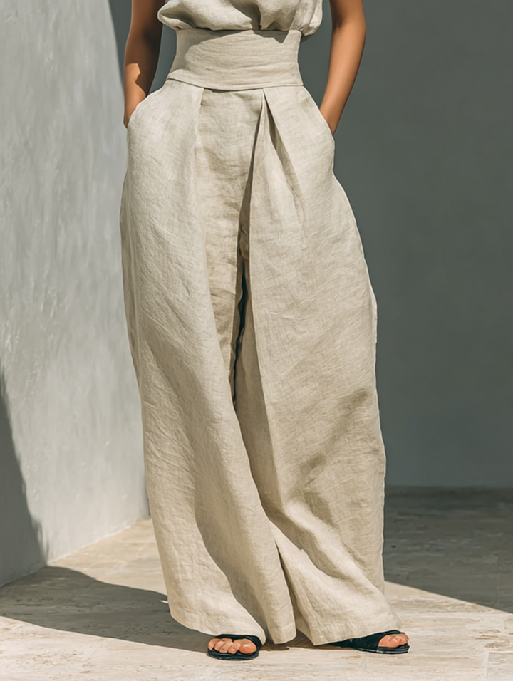 Aurora | Ensemble Top & Pantalon Large Beige