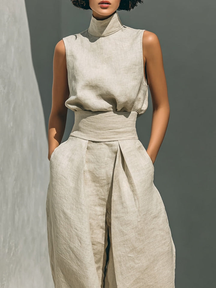 Aurora | Ensemble Top & Pantalon Large Beige