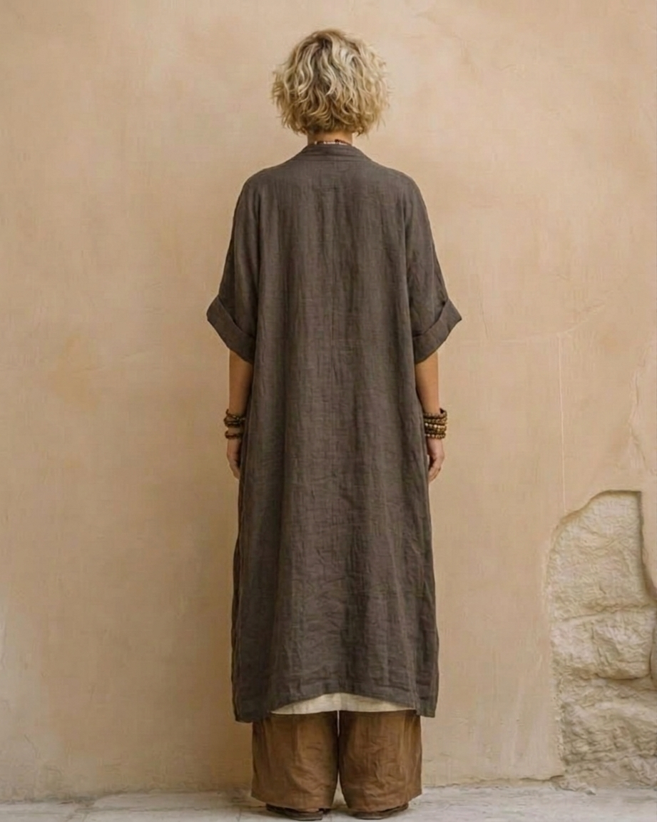 Sophie | Ensemble de trois pièces à imprimé tribal gris foncé et marron