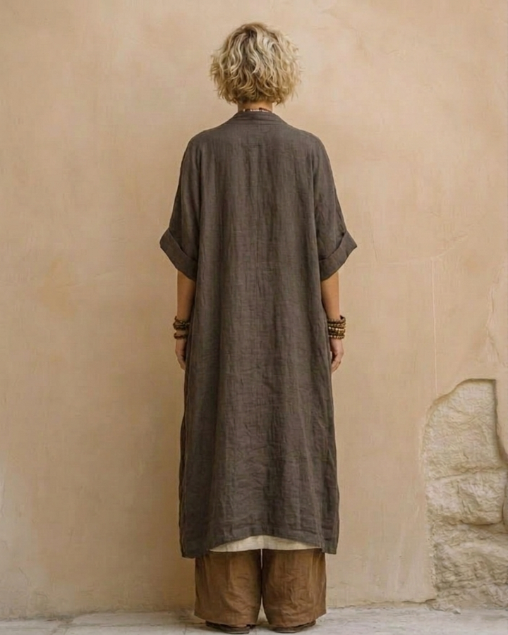 Sophie | Ensemble de trois pièces à imprimé tribal gris foncé et marron