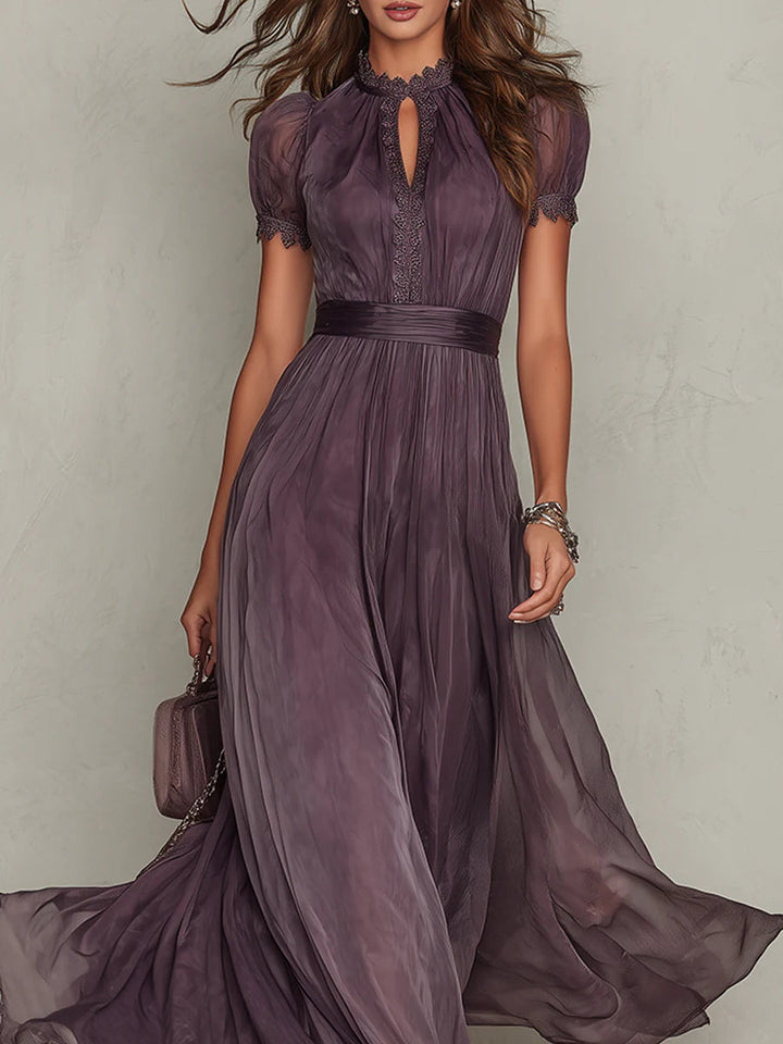 Flavia | Robe Longue Violette Dentelle