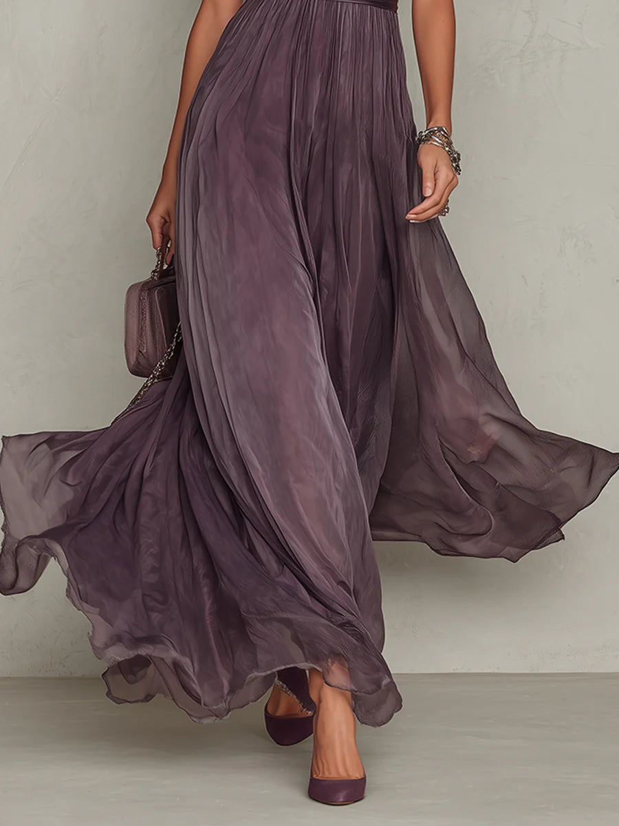 FLAVIA | Robe longue lilas avec dentelle