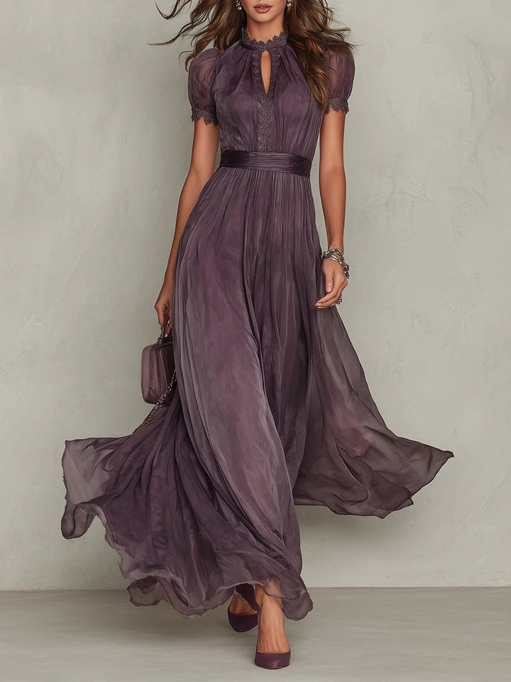 Flavia | Robe Longue Violette Dentelle