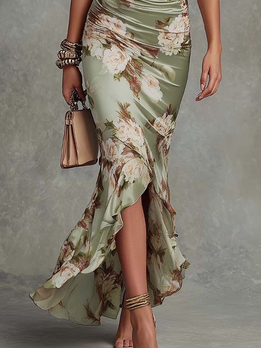 Anna | Robe Longue Florale Manches Bouffantes