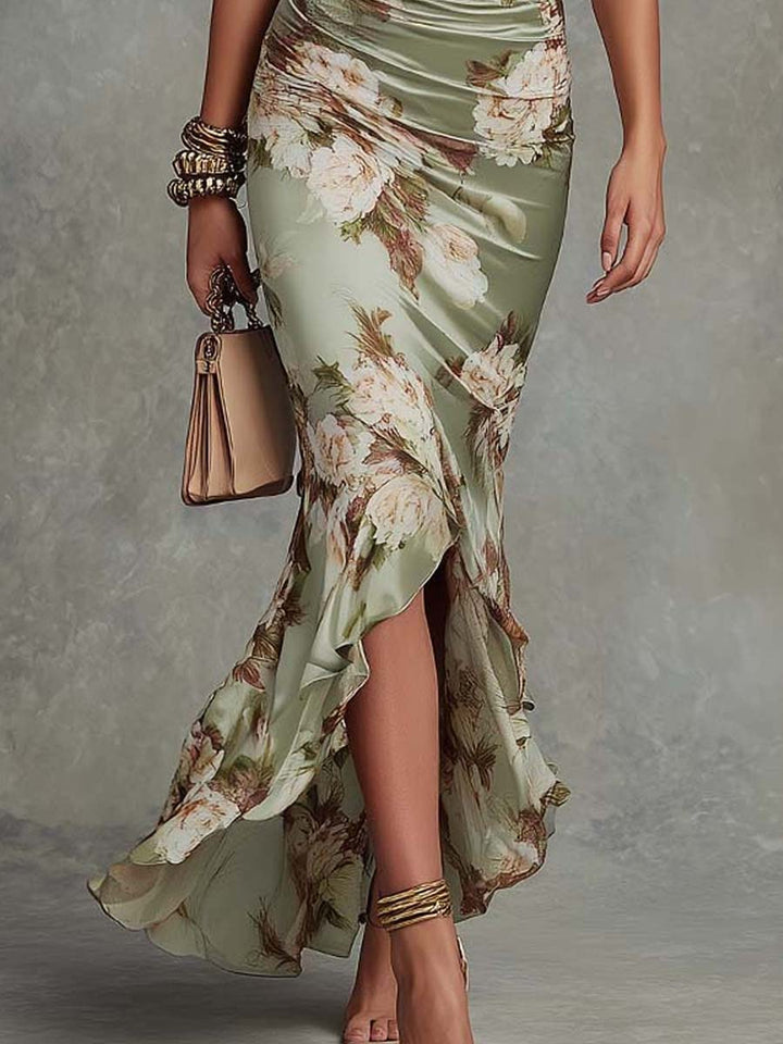 Anna | Robe Longue Florale Manches Bouffantes