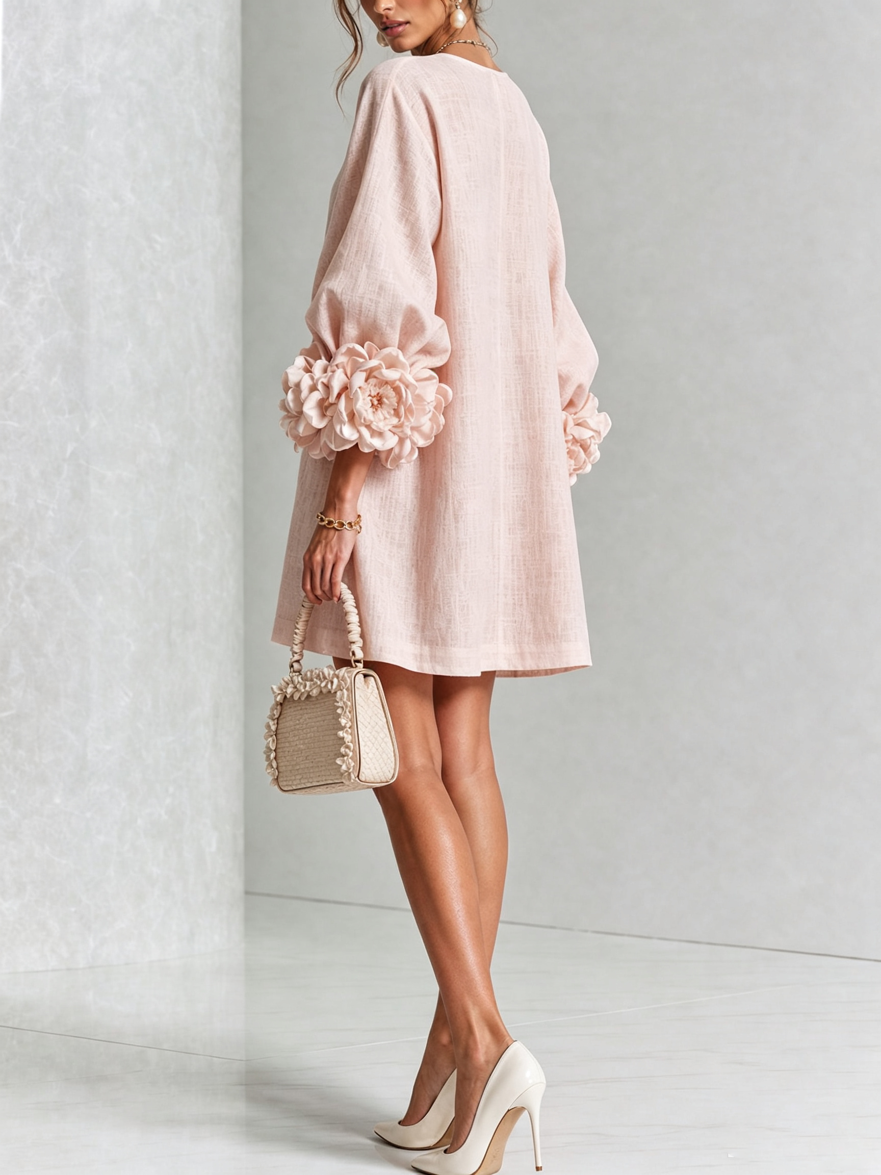 Rosalie | Robe Courte en Lin à Manches Bouffantes