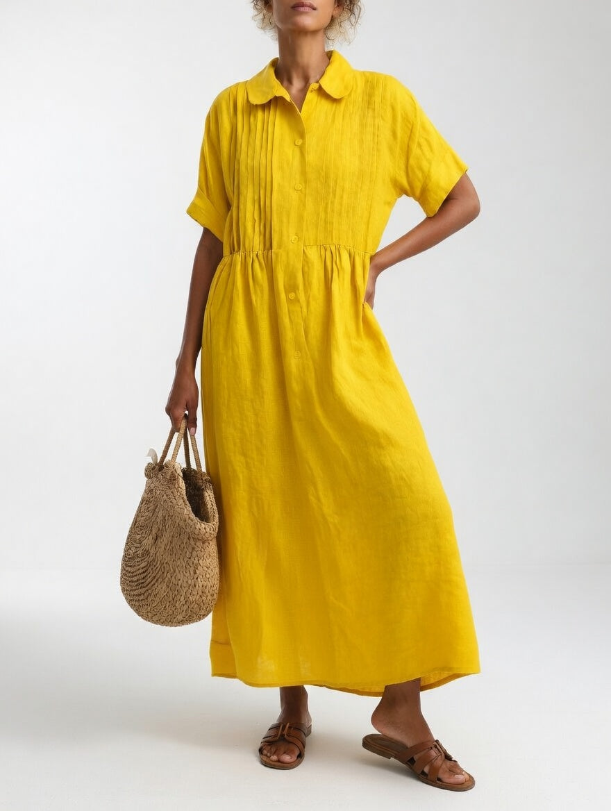 Lysandra | Robe Chemise Fluide à Manches Courtes