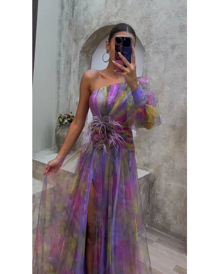 Orit™ | Robe asymétrique à une manche avec fente