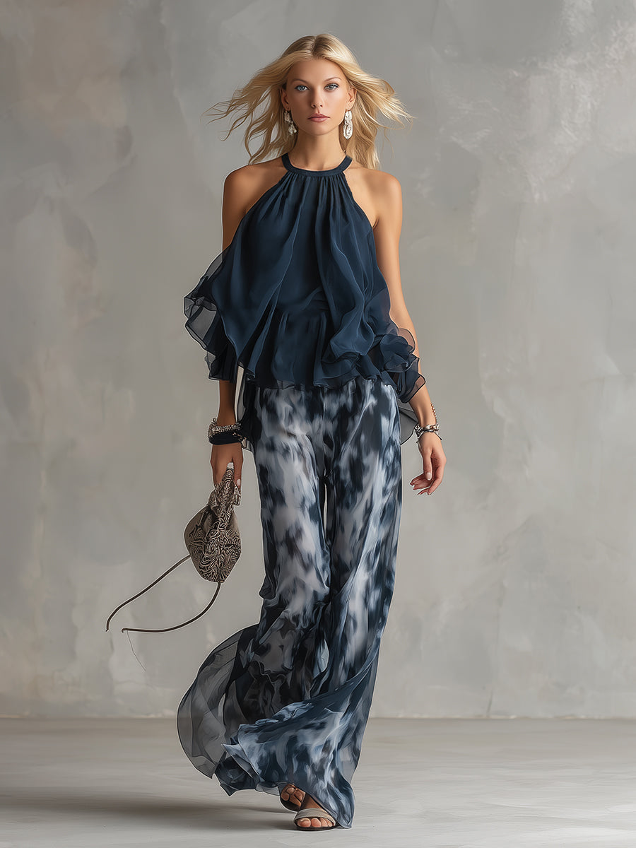 Ludovica | Ensemble Chiffon Col Montant