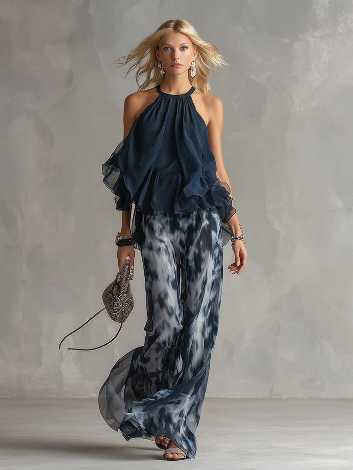 Ludovica | Ensemble Chiffon Col Montant