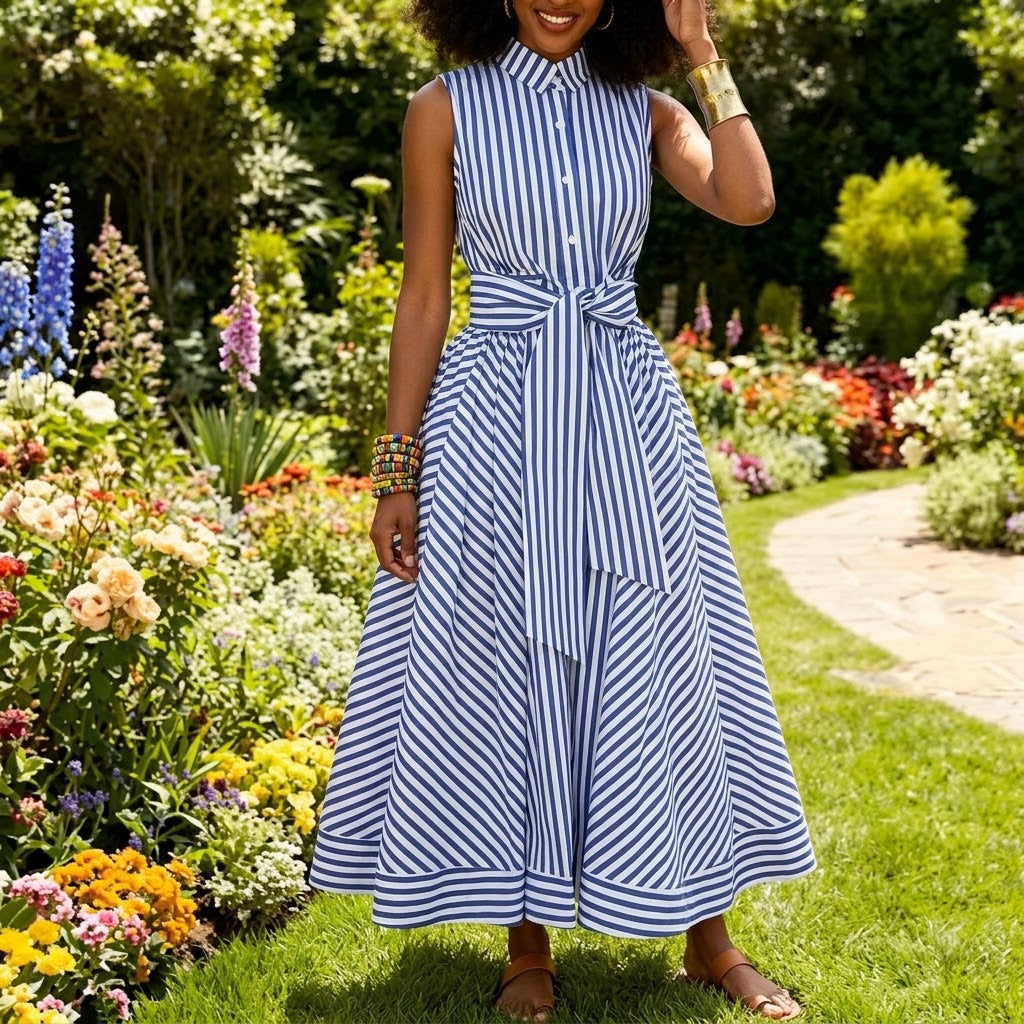 Robe Longue Rayée Élégante