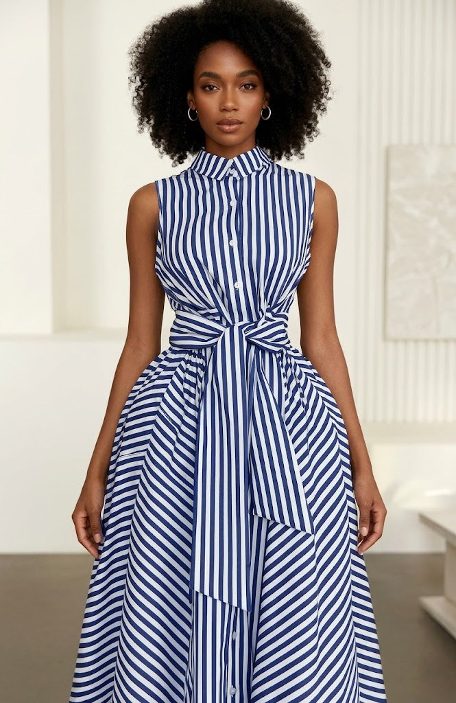 Robe Longue Rayée Élégante