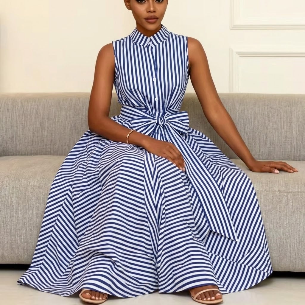 Robe Longue Rayée Élégante