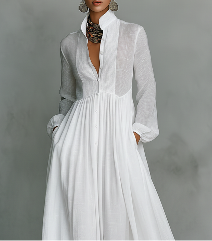Serena | Robe Maxi Fluide à Boutons