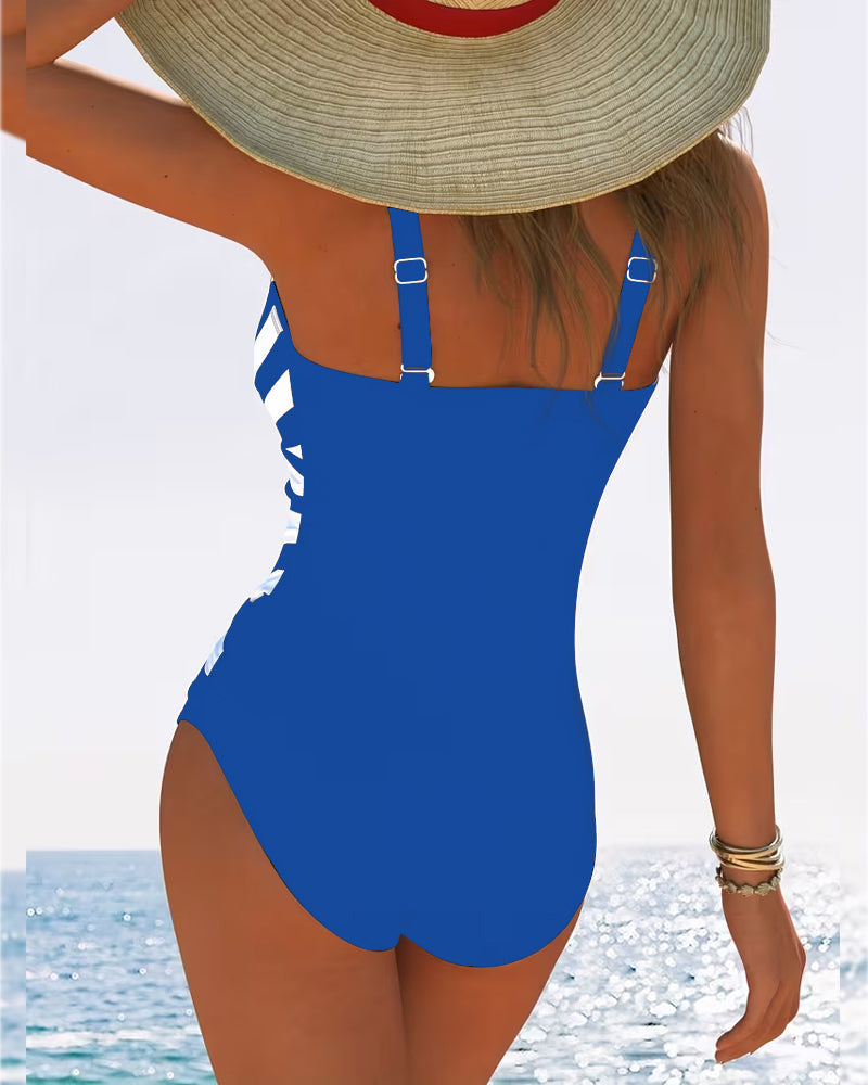 Catherine | Maillot de Bain Une Pièce à Rayures Croisées