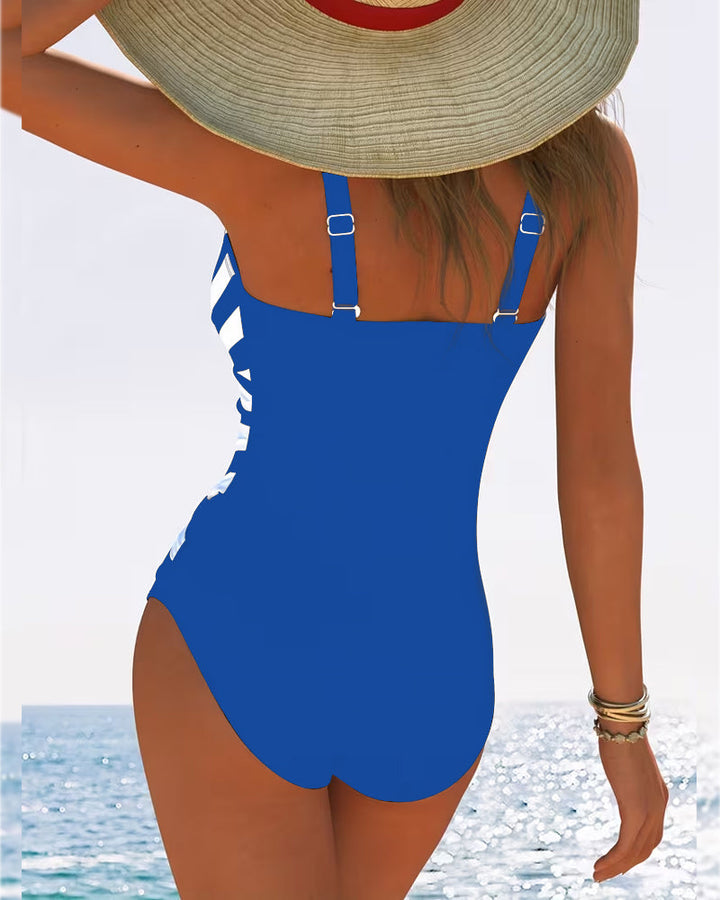Catherine | Maillot de Bain Une Pièce à Rayures Croisées