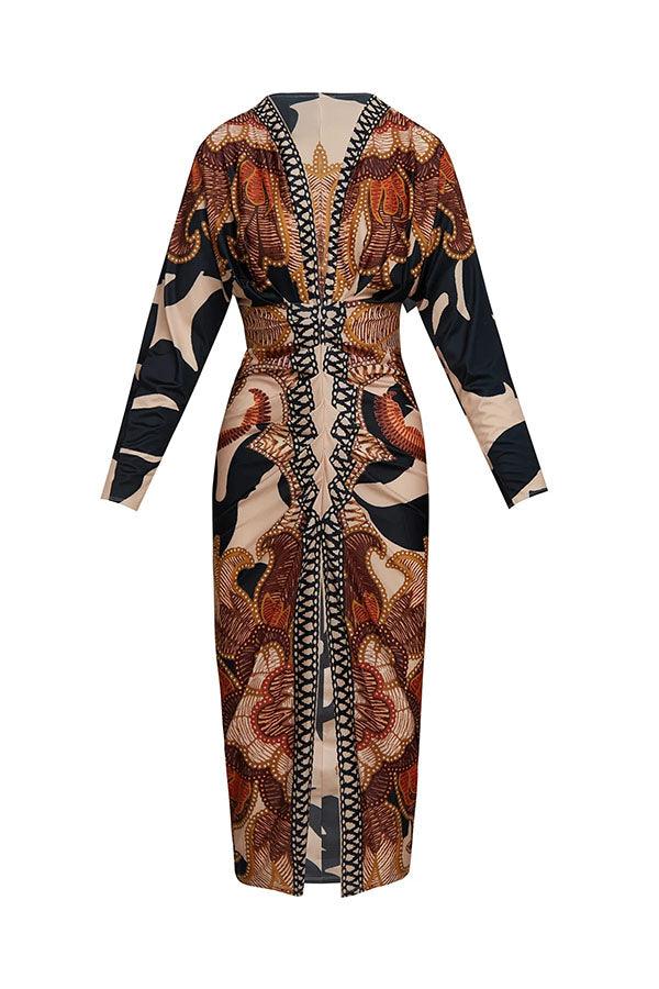 Eva | Robe Midi Dolman Imprimé Unique Sun Escape