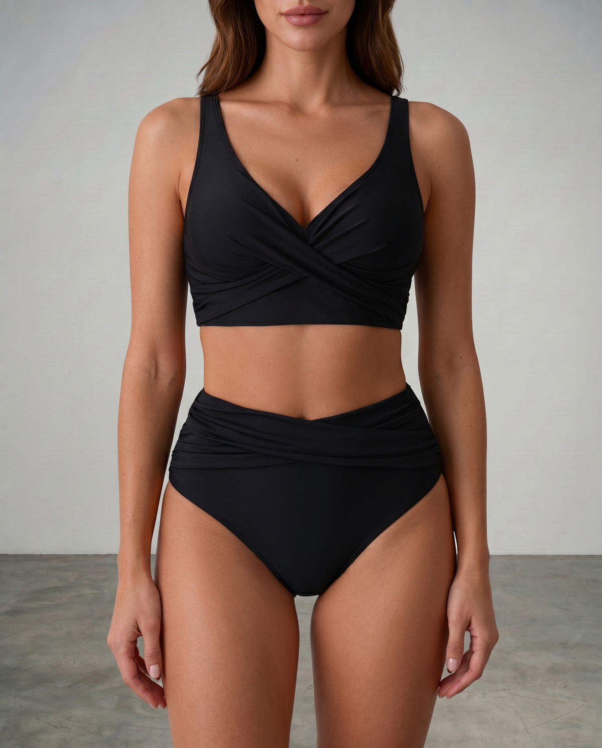 Isabelle | Bikini Taille Haute à Décolleté Croisé