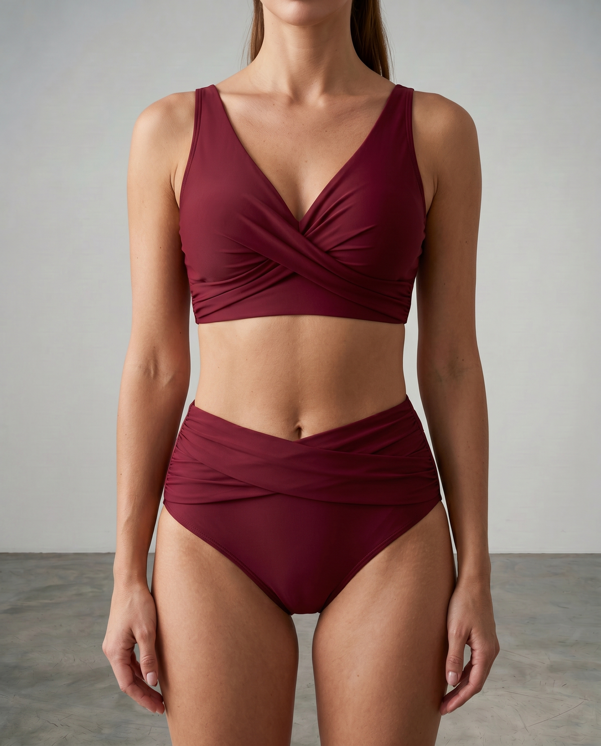 Isabelle | Bikini Taille Haute à Décolleté Croisé