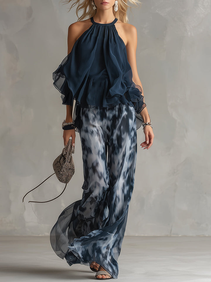 Ludovica | Ensemble Chiffon Col Montant