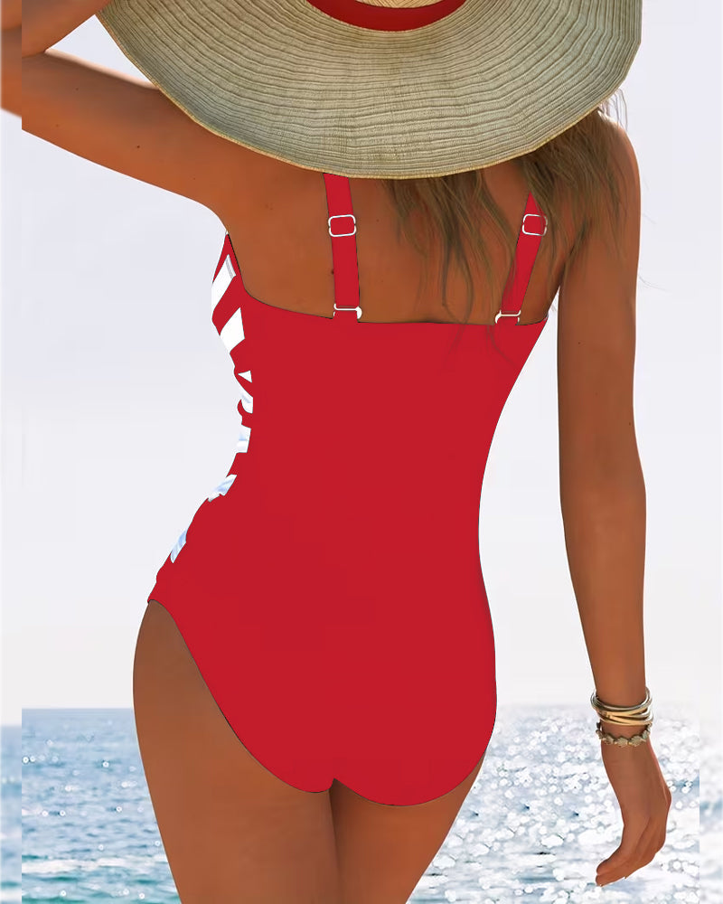 Catherine | Maillot de Bain Une Pièce à Rayures Croisées