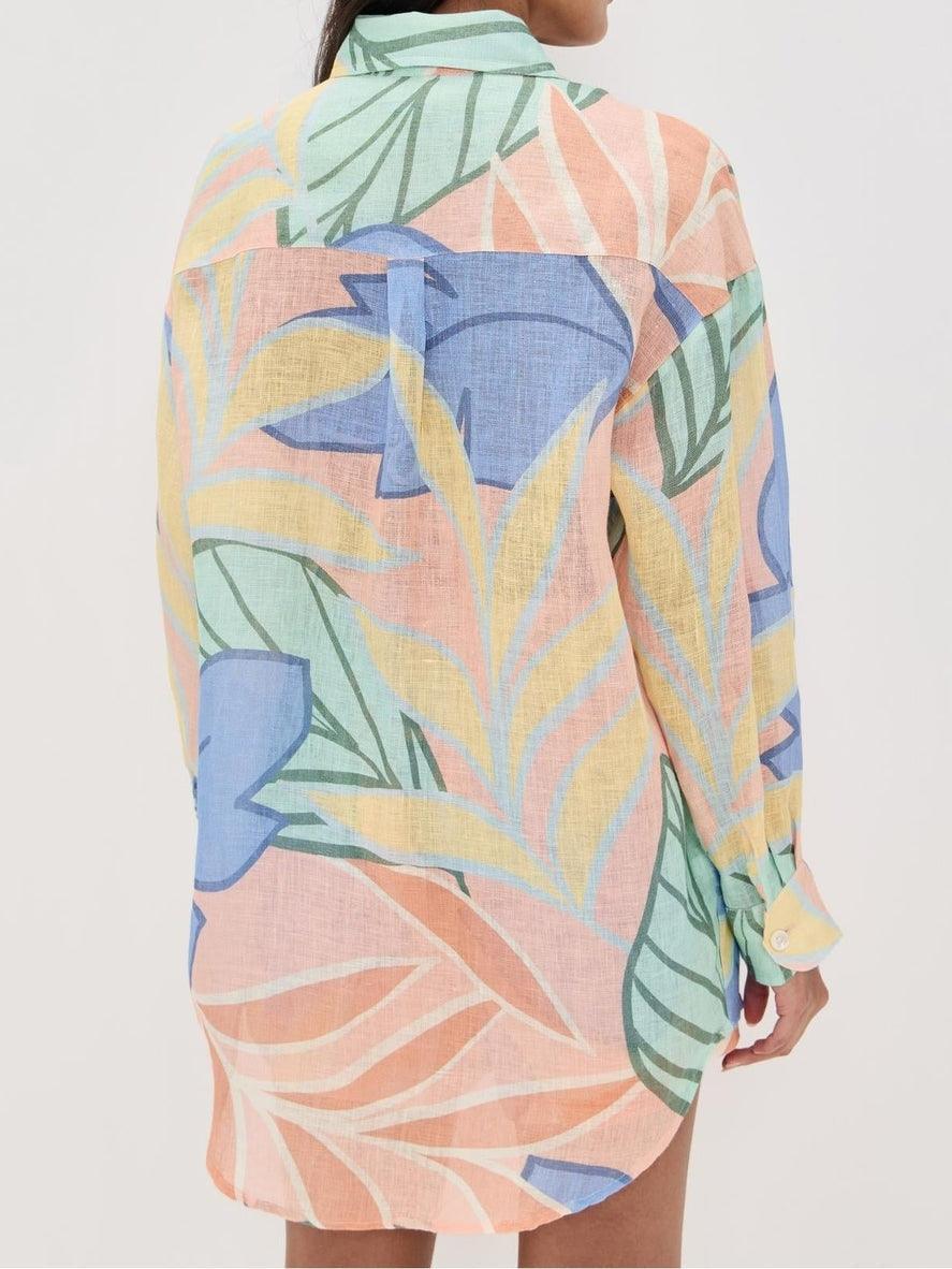 Amandine | Ensemble Court Imprimé Feuille Tropicale