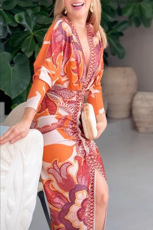 Eva | Robe Midi Dolman Imprimé Unique Sun Escape