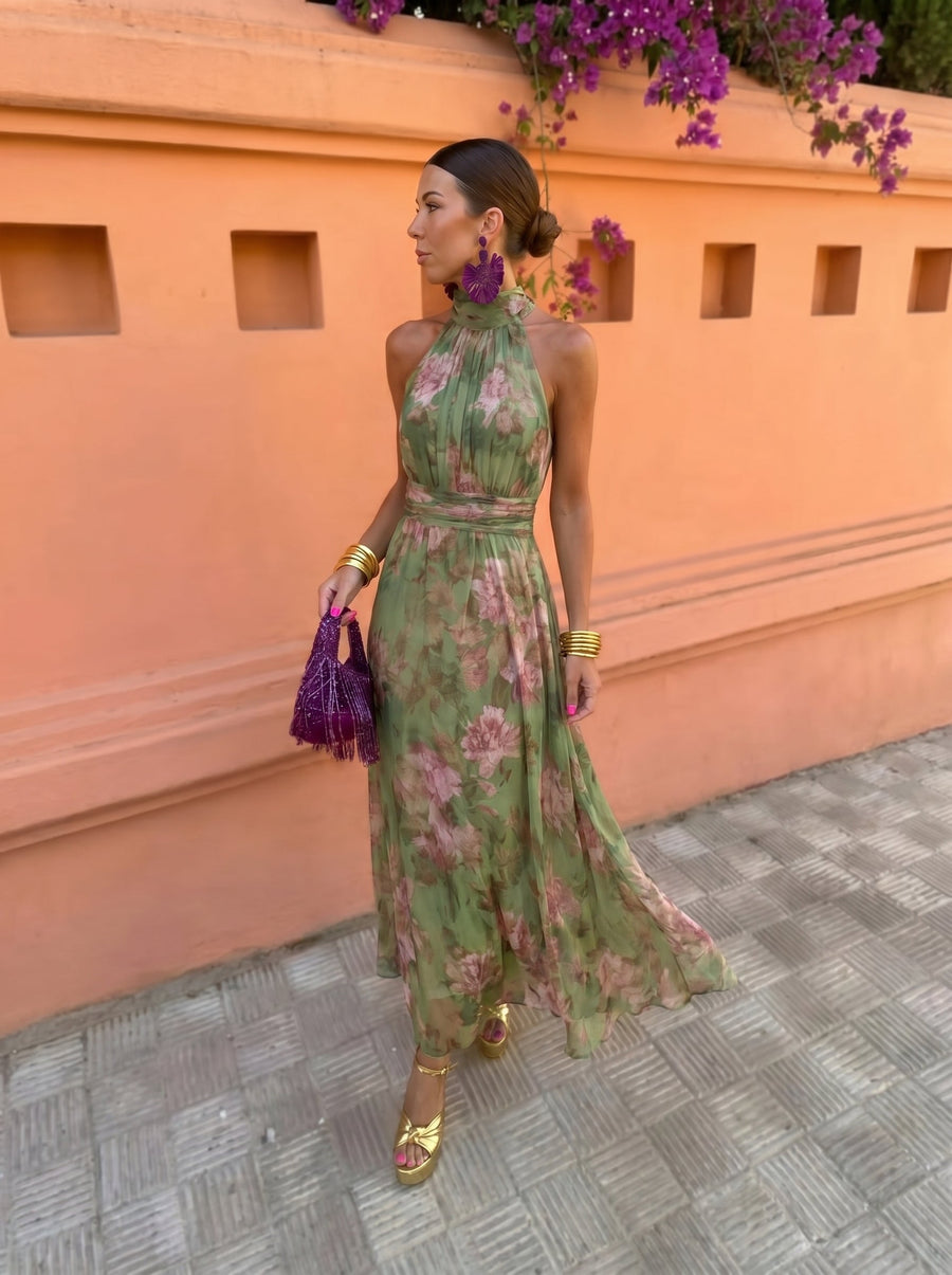 Florencia™ | Robe Longue Florale avec Décolleté Bas