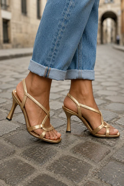 Elisabetta Sandales Dorées Élégantes à Talons