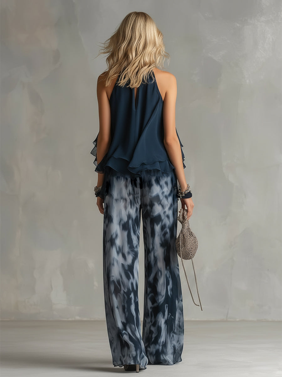Ludovica | Ensemble Chiffon Col Montant