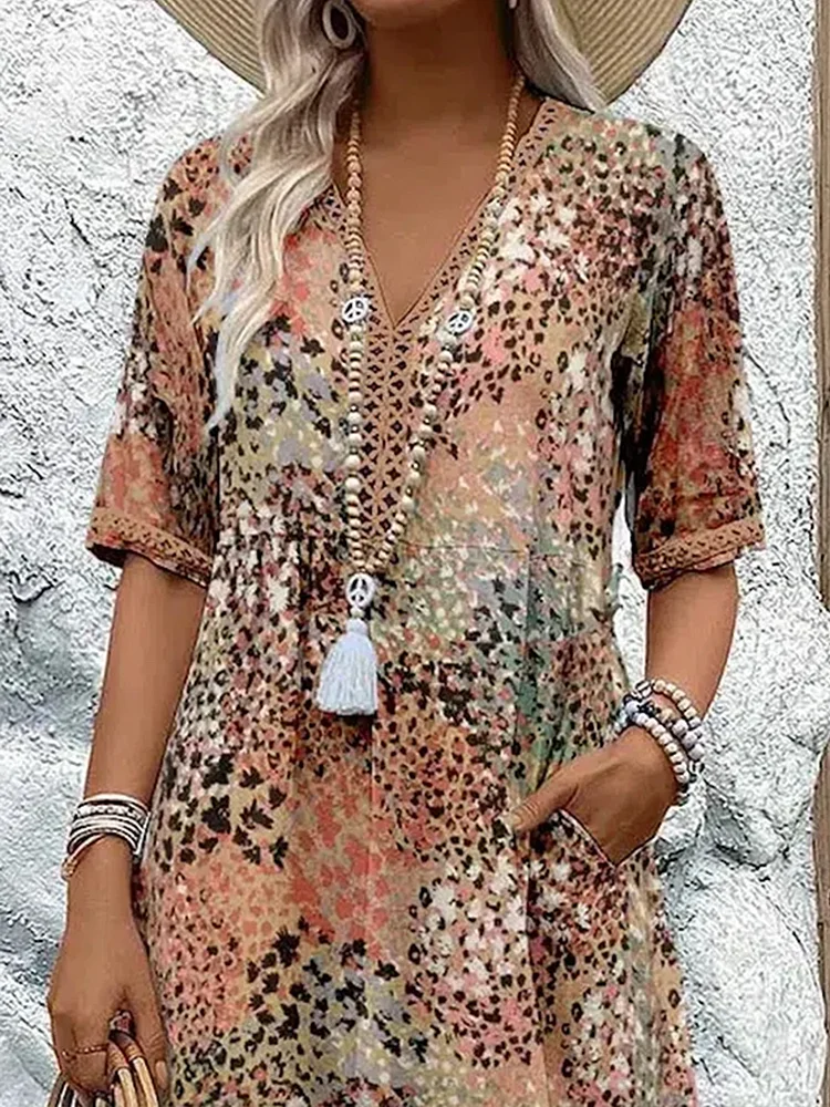 Elara | Robe Midi Imprimée Élégante