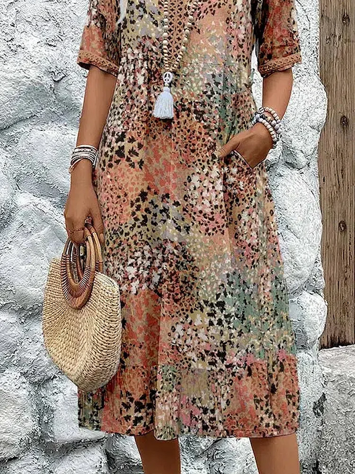 Elara | Robe Midi Imprimée Élégante