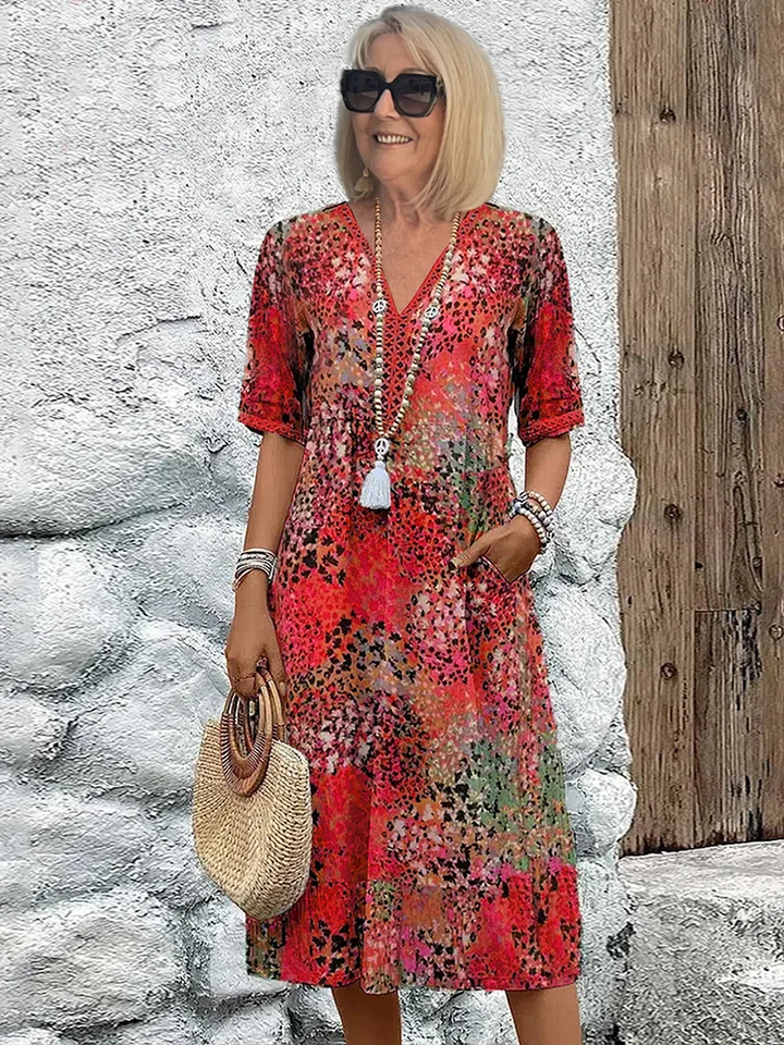 Elara | Robe Midi Imprimée Élégante