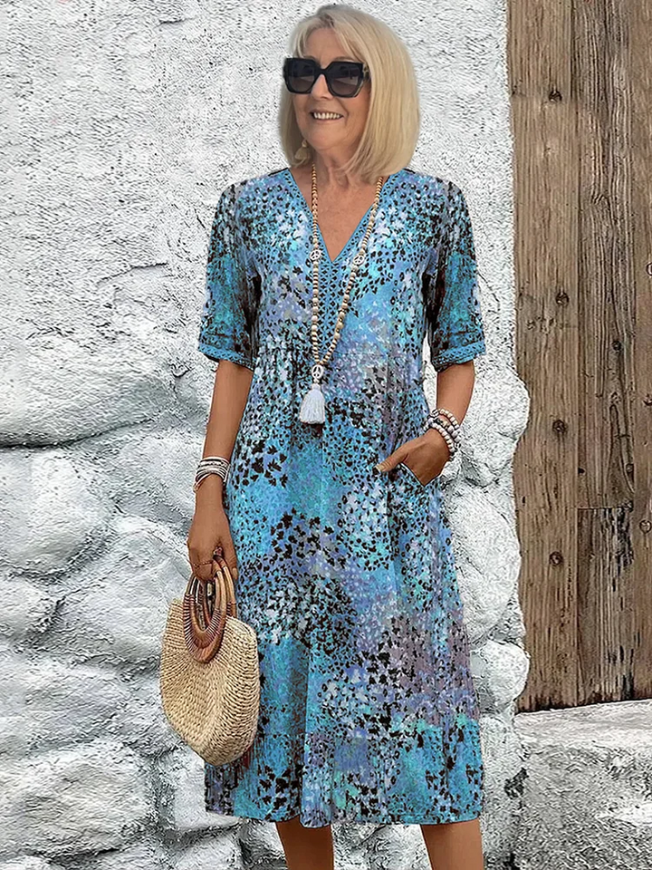 Elara | Robe Midi Imprimée Élégante