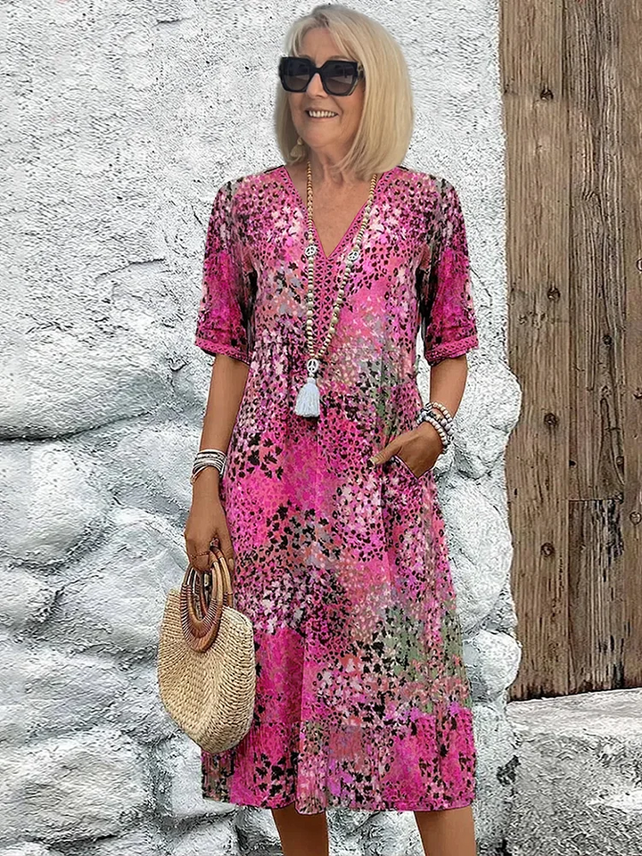 Elara | Robe Midi Imprimée Élégante