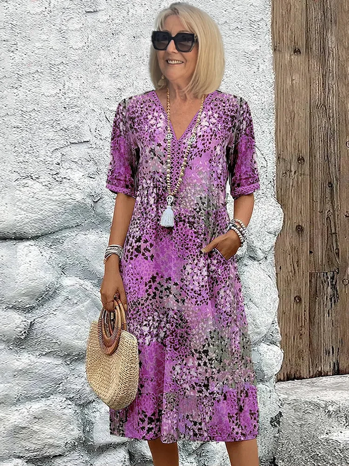 Elara | Robe Midi Imprimée Élégante