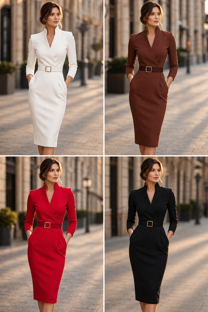 TIVARA | Robe noire avec ceinture