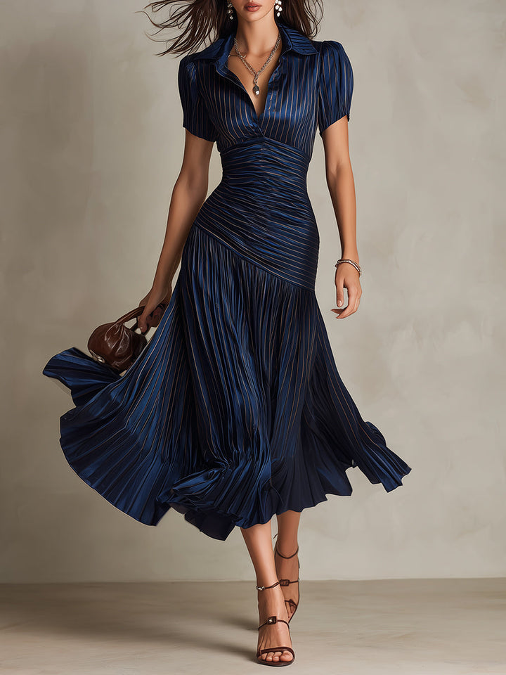 Adriana | Robe Midi Rayée Rétro