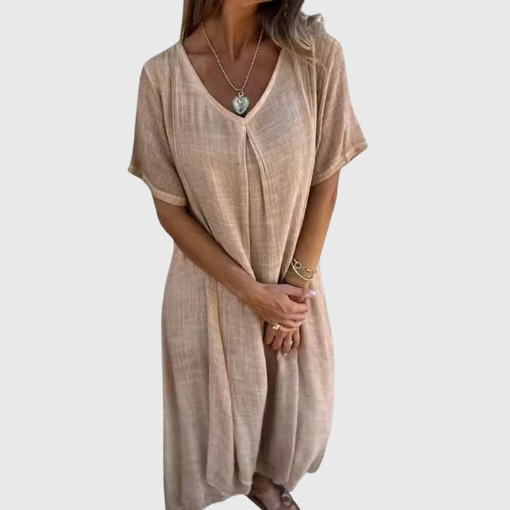 Nelle | Robe V-Cou Légère et Élégante