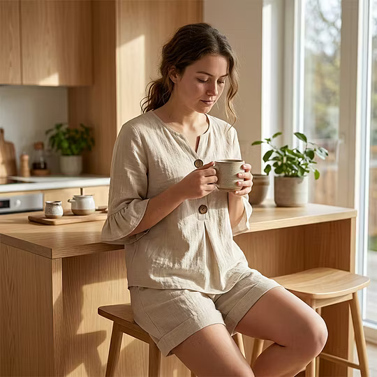 Gisela | Ensemble Deux Pièces Blouse et Short Fluide