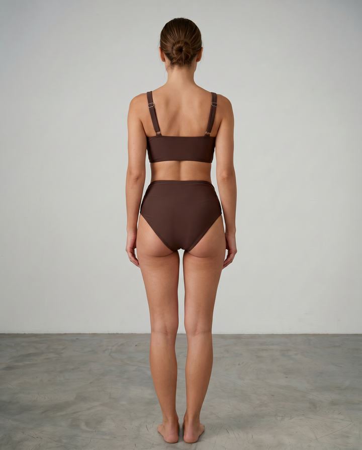 Isabelle | Bikini Taille Haute à Décolleté Croisé