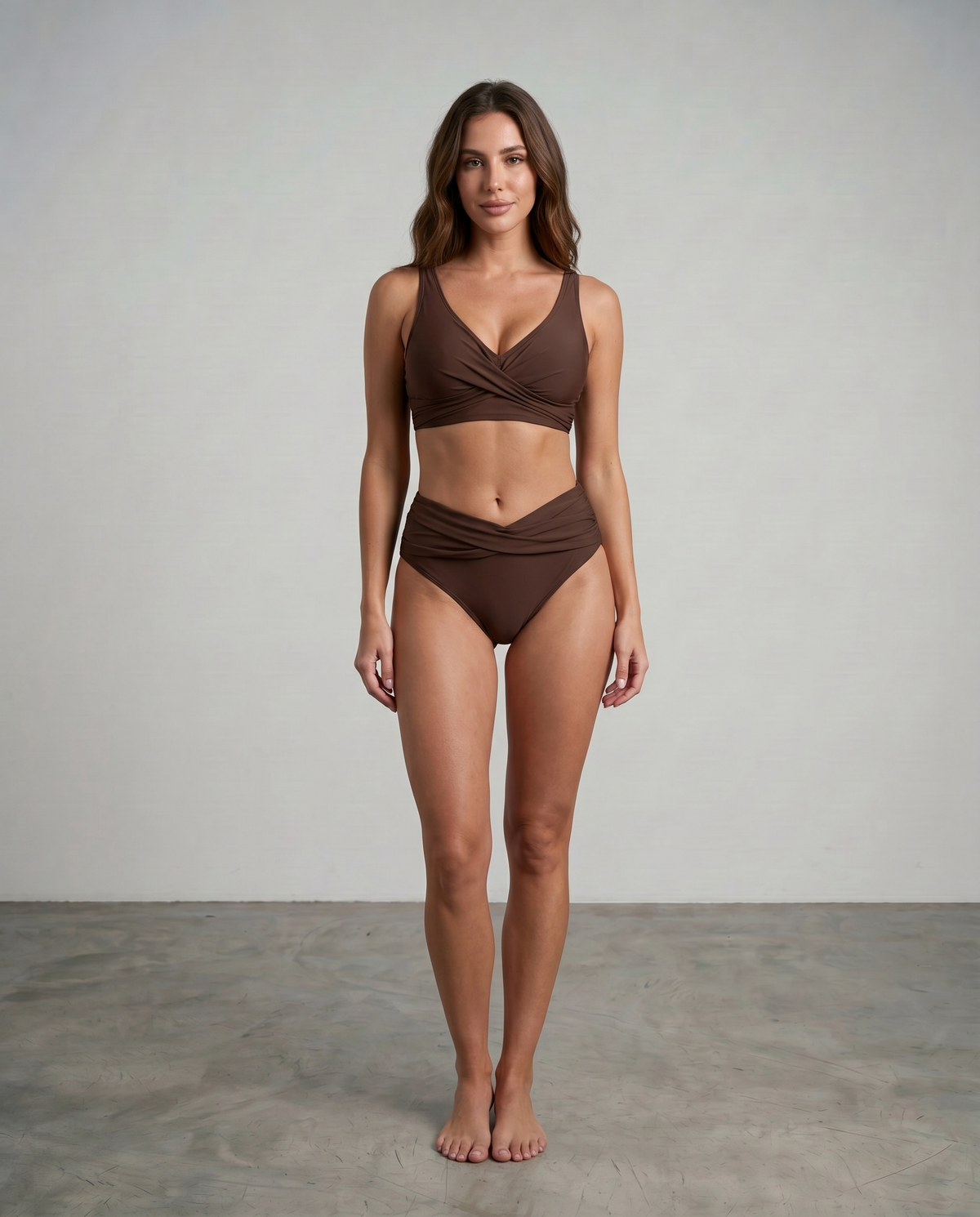 Isabelle | Bikini Taille Haute à Décolleté Croisé